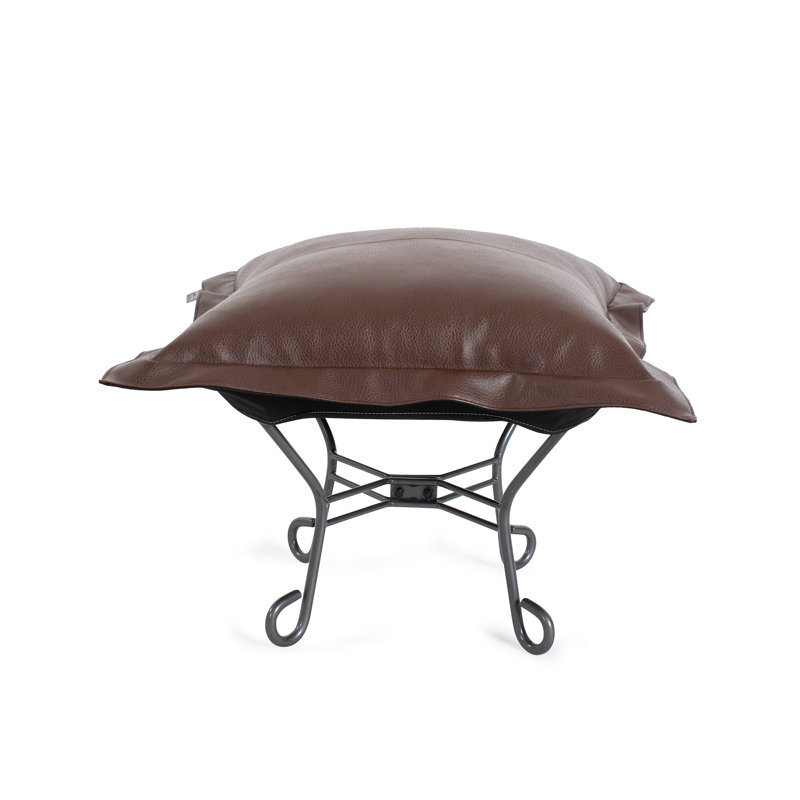 Dianaliz Faux Leather Ottoman, Pecan Faux Leather