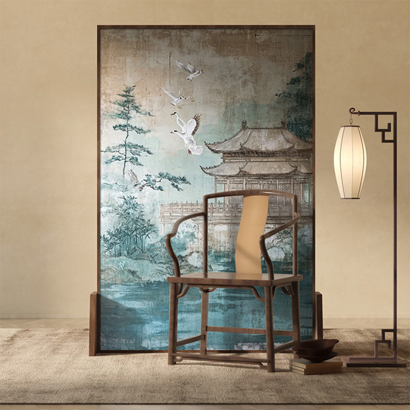 Paravent de style rétro américain de 39,37 po, 70.87" H x39.37" W x 1.38" D