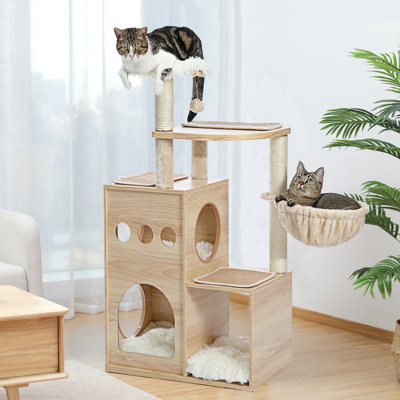 Biff 50" Cat Tree Tower for Indoor Cats,Multi-Level Cat Tower,Cat Condo for Large Cats,Sky Castle with 2 Cozy Cat Condos