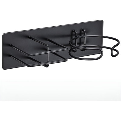 Séchoir à cheveux et porte-lisseur mural, séchoir auto-adhésif et rangement pour outils de coiffeuse en fer plat pour meuble-lavabo