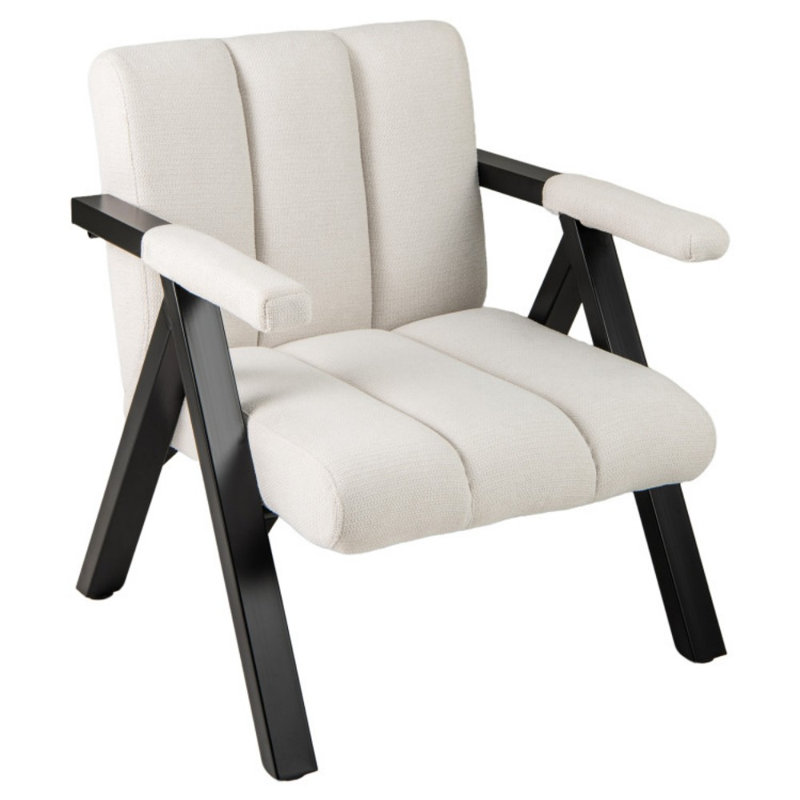 Fauteuil d'appoint surdimensionné avec structure en métal et accoudoirs, Beige