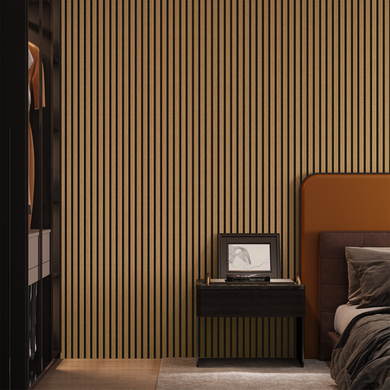  4pc x 94.5" x 12.6" 3D Acoustic Wall Paneling - American Oak Soundproof Wood Slat Wall Panel Decorative Shiplap Panels (33 sq.ft)