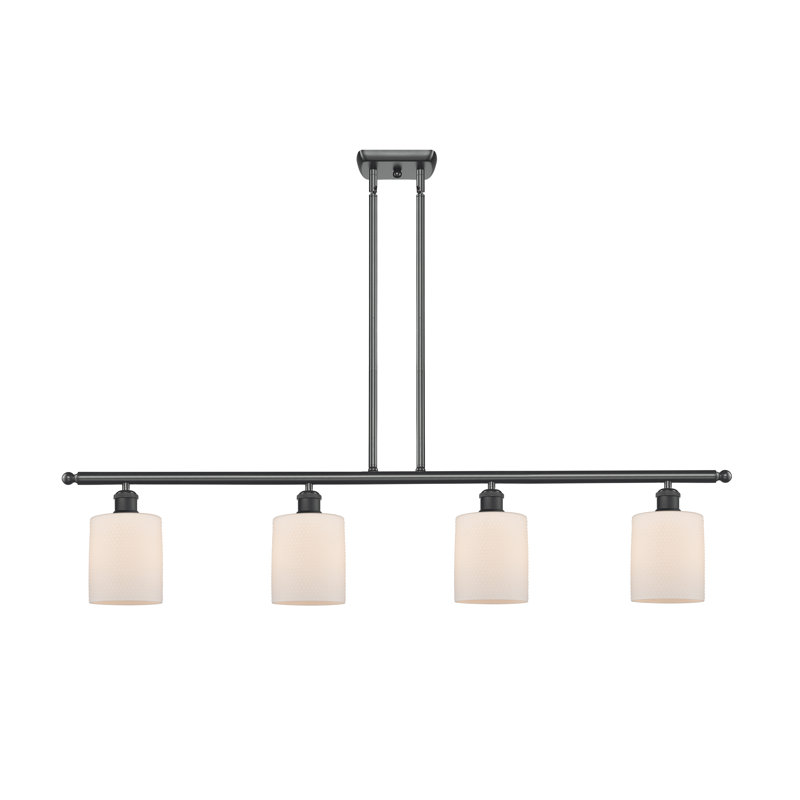 Leilani 4 - Light Kitchen Island Pendant, Matte White, 6 Watt Vinage LED Bulb, Matte Black