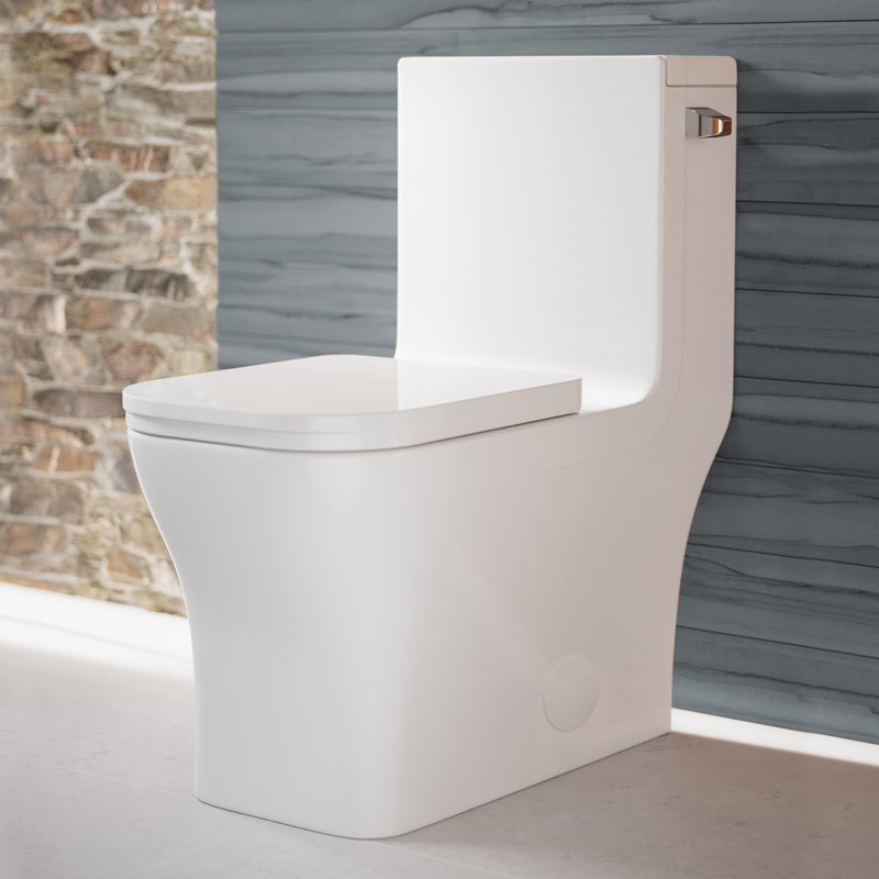 Concorde One Piece Square Right Side Flush Handle Toilet 1.28 gpf, Glossy White, Right