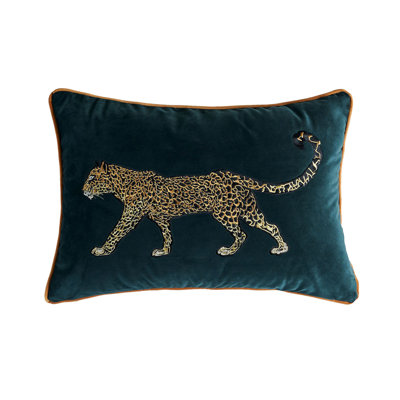 Housse de coussin réversible en velours brodé