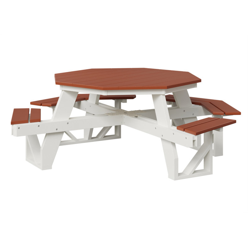 Table de pique-nique régulière Octa, Orange mangue / blanc, H 30,5 po x L 86,25 po x l 86,25 po