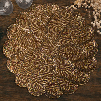 Ensemble de 2 napperons élégants en polyester brodés en polyester pour les repas et les décorations de Noël