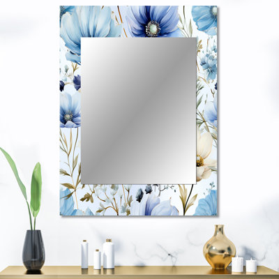 Wilcoxen bleu serein aquarelle florale toile - miroir mural floral, miroir décoratif floral, impression d'art en métal