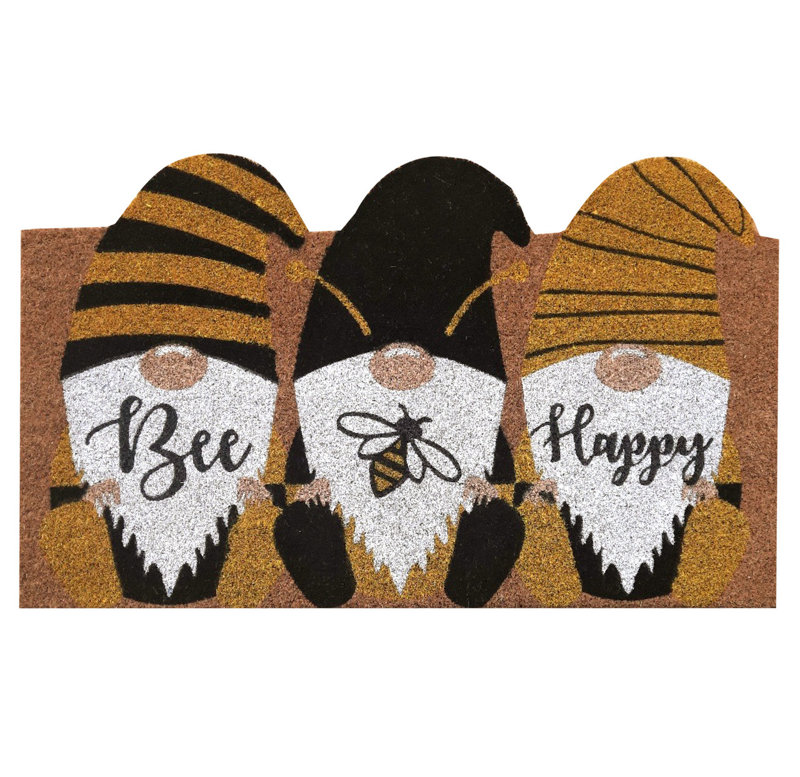 Bee Happy Gnomes Coir Doormat