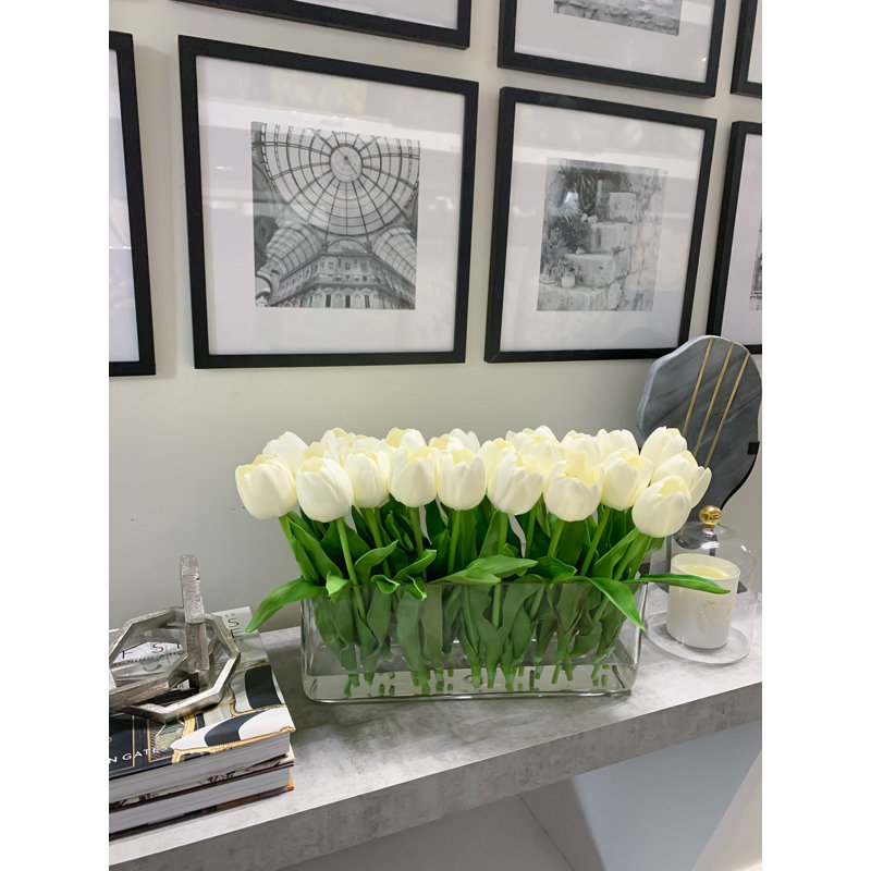 Tulip Stems in Vase, 10" H x 17" W x 6" D