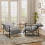 Chaise d'appoint rembourrée en métal et en polyester gris clair-701988074