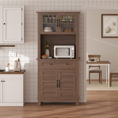 Armoire de bar 72 po de hauteur, armoire de bar avec support pour micro-ondes et armoire de 72 po de hauteur