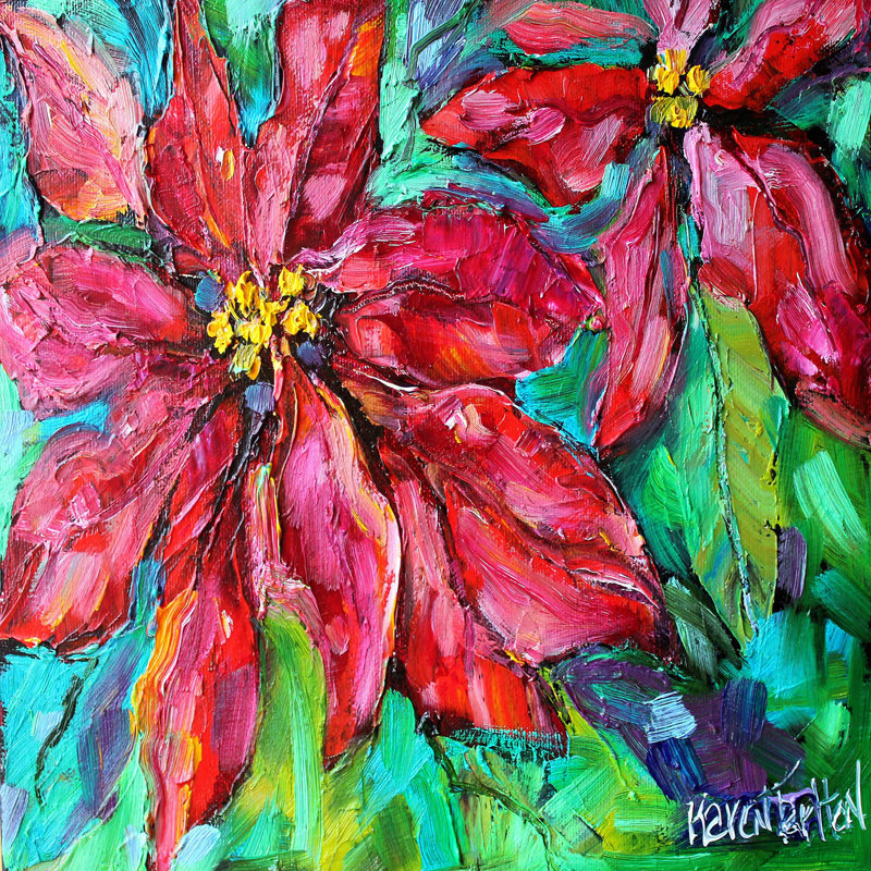 Ensemble de housse de couette en microfibre DiaNoche par Karen Tarlton - Holiday Poinsettia
