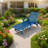 Lounge Chair Ourdoor With 6-Position Adjustable Back, HDPE Patio Chaise With Wheels And Cup Holder, Navy Blue, 2 Pack-1846142613
