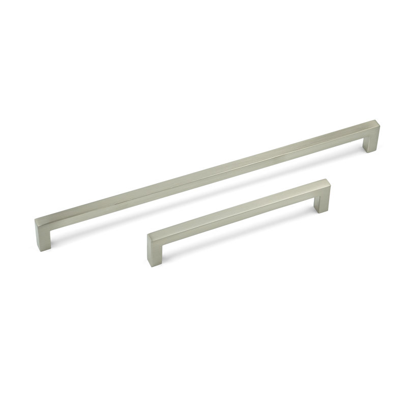 Satin Nickel Slim Square D-Bar Handles, 160mm