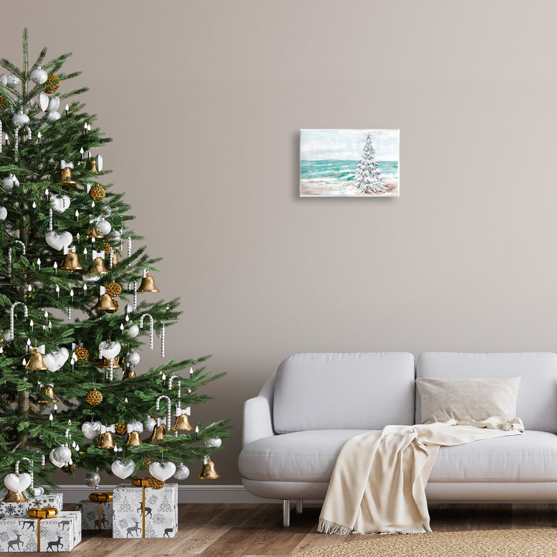 Arbre de Noël enneigé, plage at-105, H 10 po x l 15 po