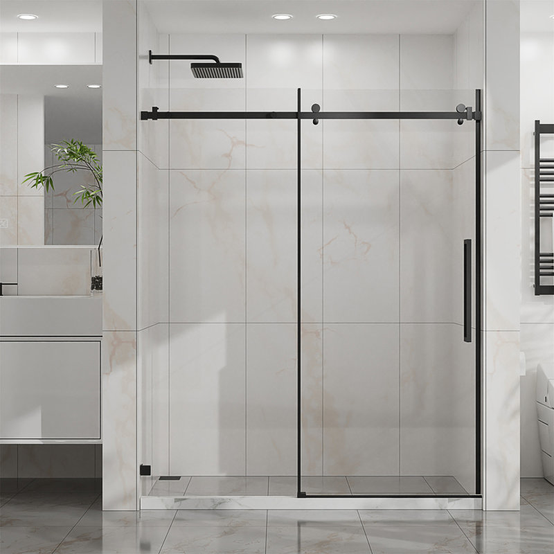 60 W X 72 H Frameless Clear Tempered Glass Shower Door With Easy-Clean Coating And Stainless Steel Hardware