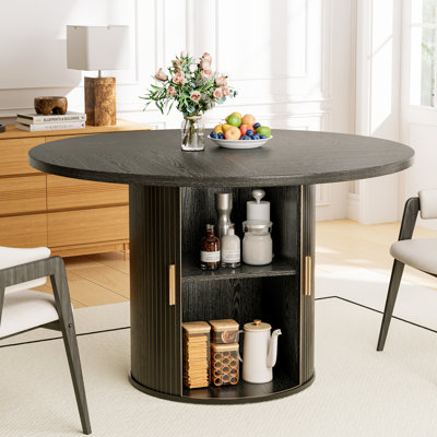 47" Round Dining Table With Storage Shelf