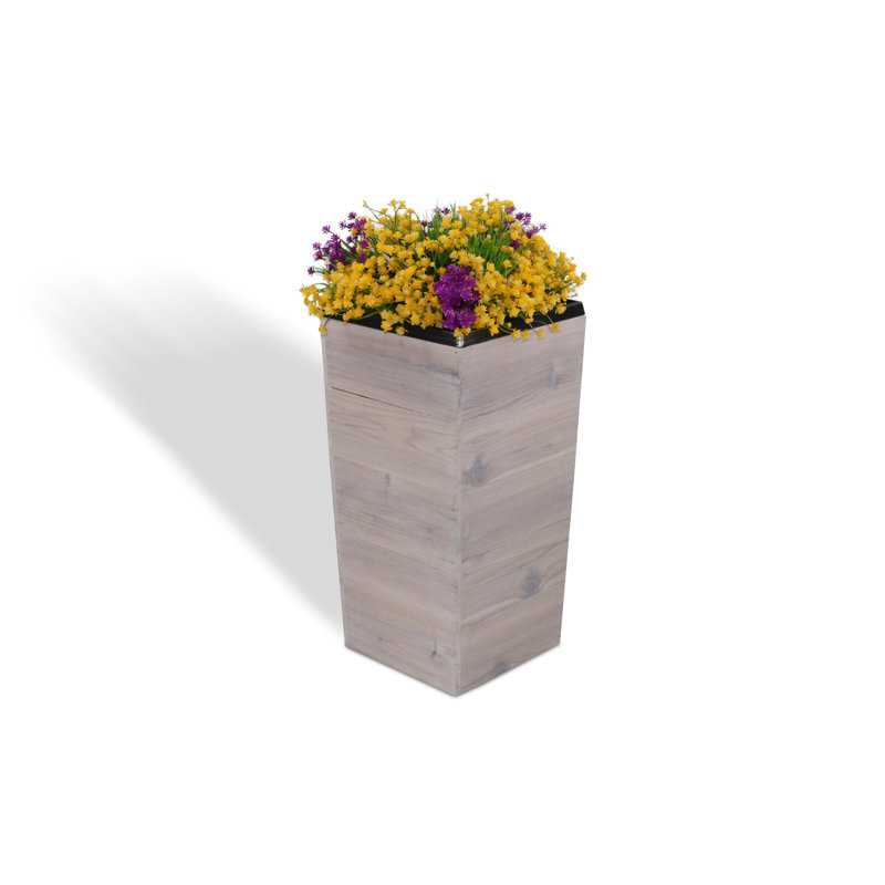 Boîte à fleurs en bois Campton, H 28 po x l 14 po x P 14 po, Blanc délavé