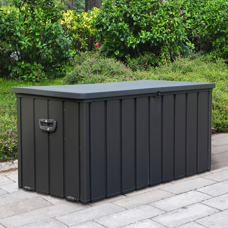Bella Depot Water Resistant Metal Lockable Deck Box in Gray, 27.56" H x 49.2" W x 24.8" D