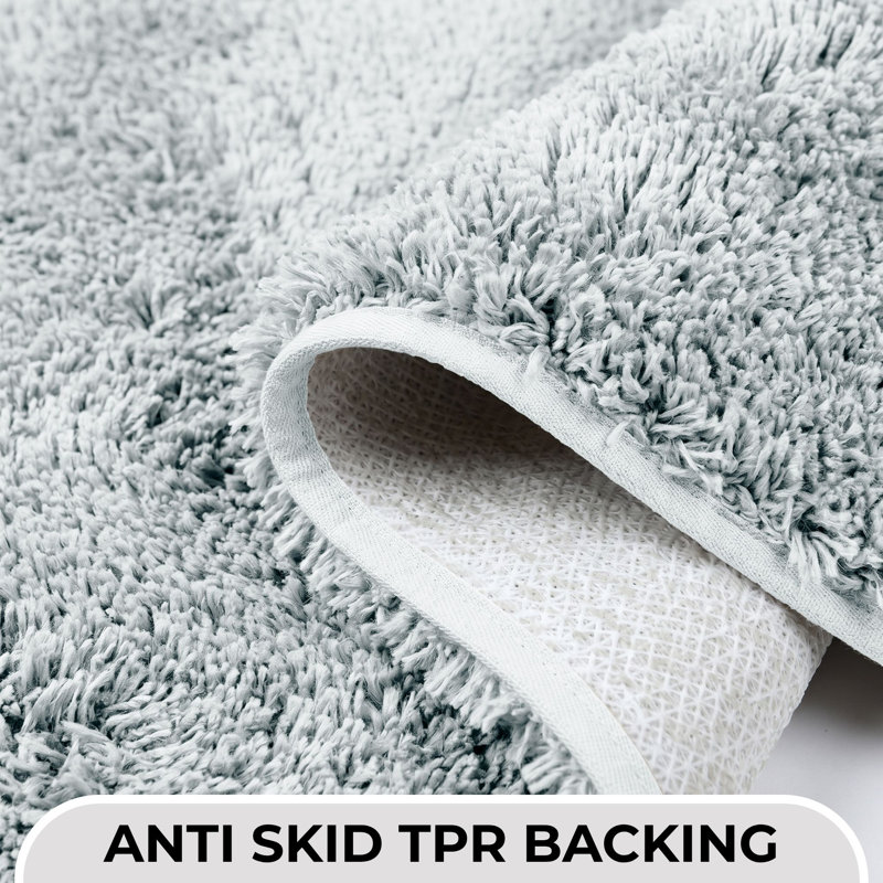 Tapis pour salle de bain 100% polyester 2100 GSM, envers antidérapant TPR de 17 po x 24 po de la collection Better Trends Haven, bleu, moelleux, absorbant et à séchage rapide