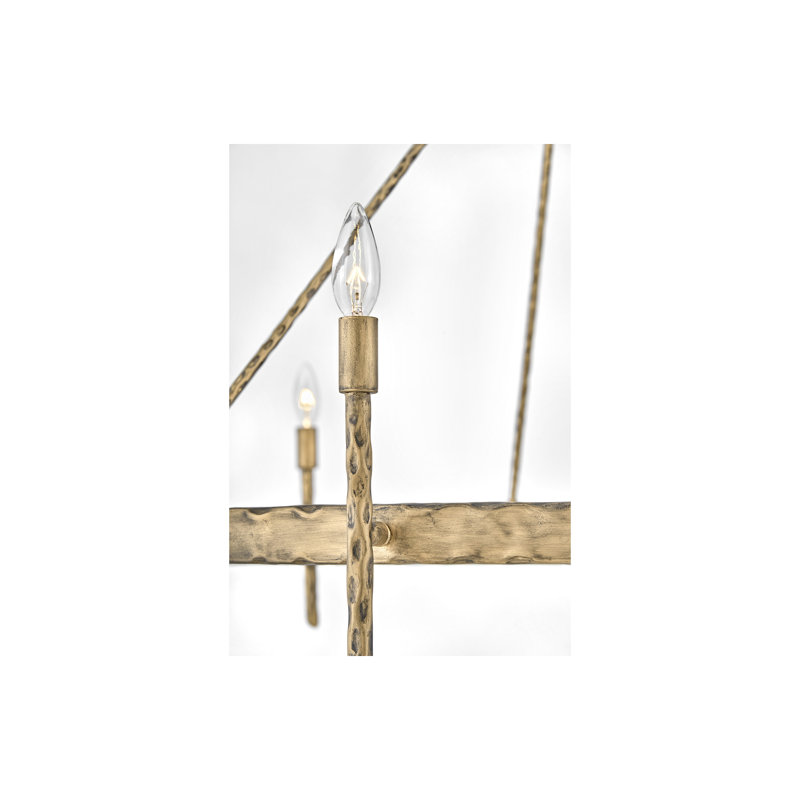 Tress 36.25" Six-Light Candle Single Tier Chandelier, Champagne Gold