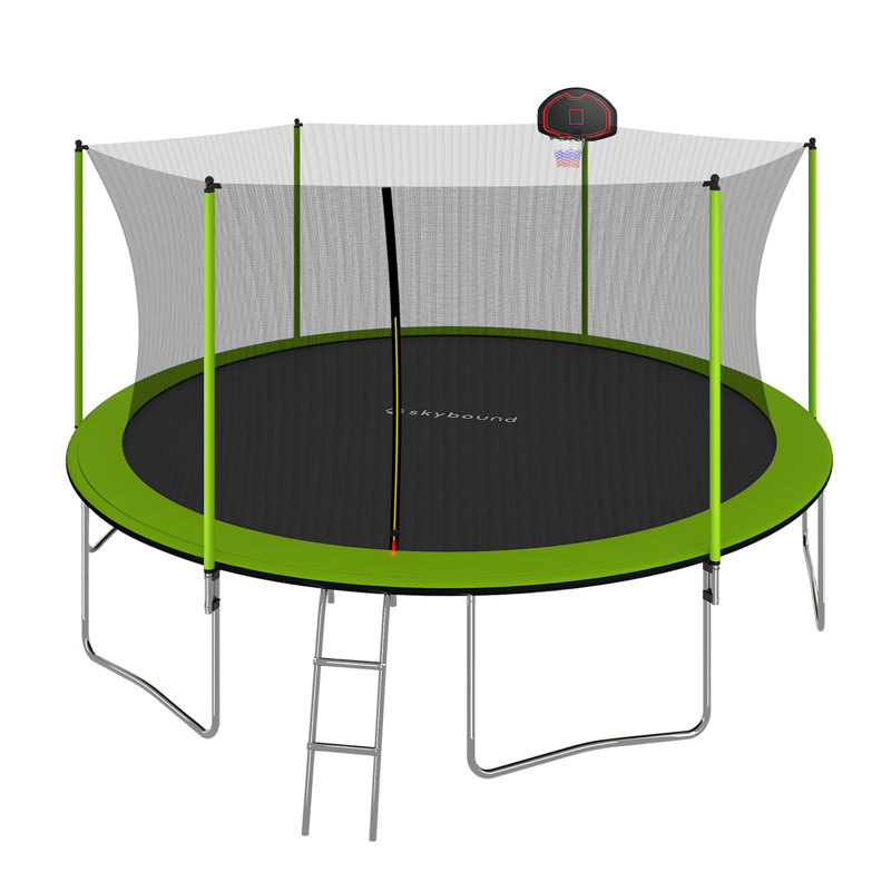 Trampoline de cour arrière de 15 pi avec enceinte de sécurité SkyBond, Vert