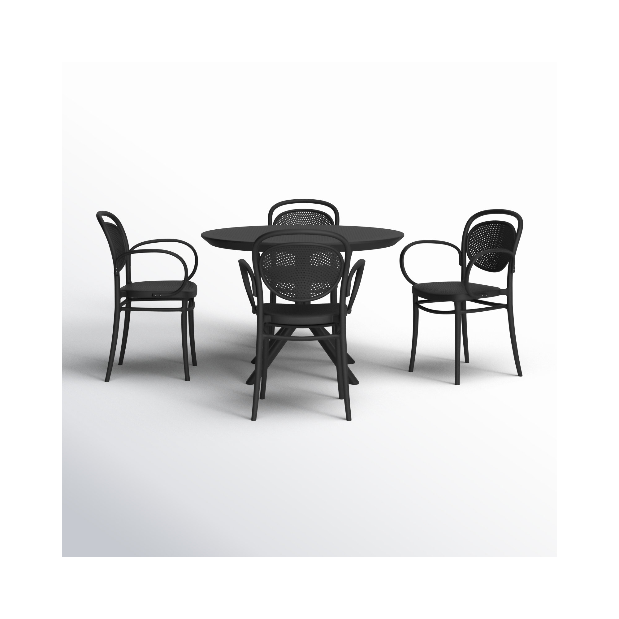 Farrah Marcel Armchair 5 Person Dining Set, Black