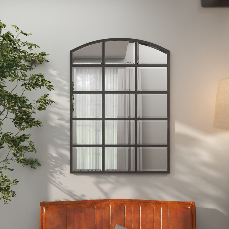 Miroir mural Haider, 40 po x 30 po, Fenêtre, Gris foncé