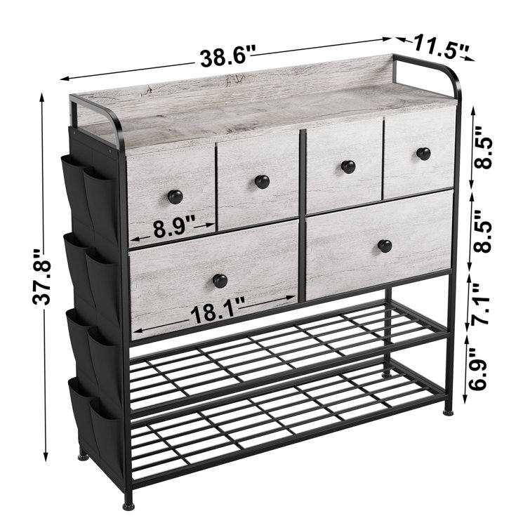 Reahome 6 Fabric Drawer Dresser With 2-tier Shoe Display Shelf