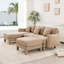 Canapé 3 places Boucle avec accoudoirs distinctifs en forme de coquillage, 2 repose-pieds amovibles et pieds cylindriques - enveloppé de tissu-1620999454