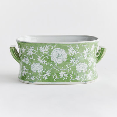 Desda Lotus Hand-Painted Chinoiserie Planter