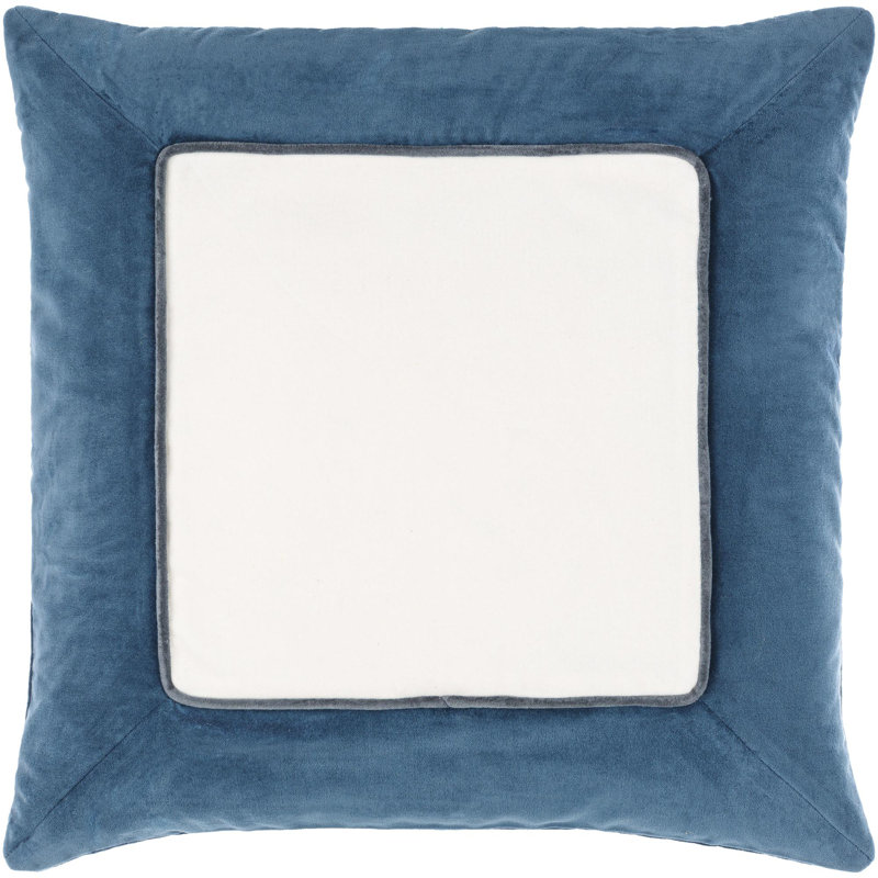 Rainier Cotton Throw Pillow, Down, 22" x 22", Blue