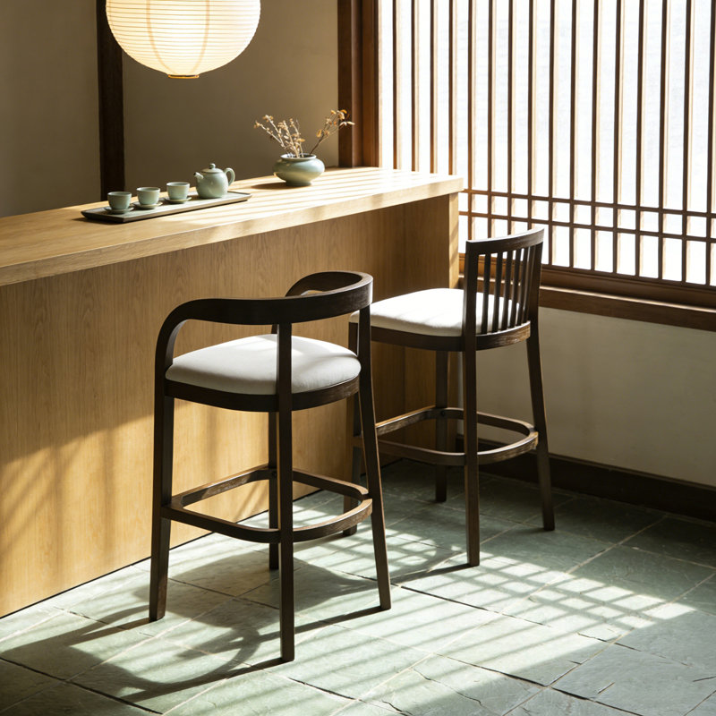Ensemble de 2 tabourets de bar rembourrés avec cadre en bois, Brun, Tabouret de bar (siège d’une hauteur de 30 po)