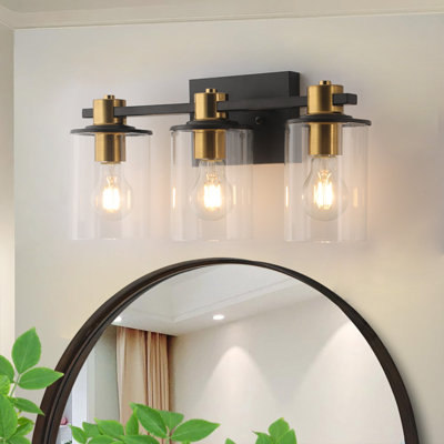 Addelaide 3 - Light Dimmable Black and Gold Vanity Light Mirror Headlights