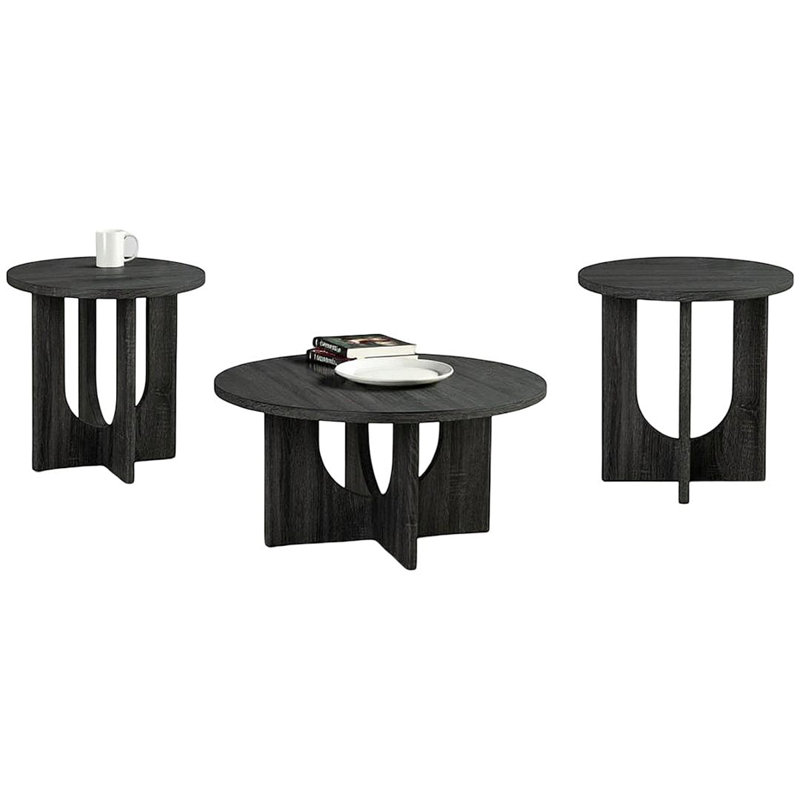 Ensemble de tables 3 pièces de style contemporain 1 table basse ronde 2X