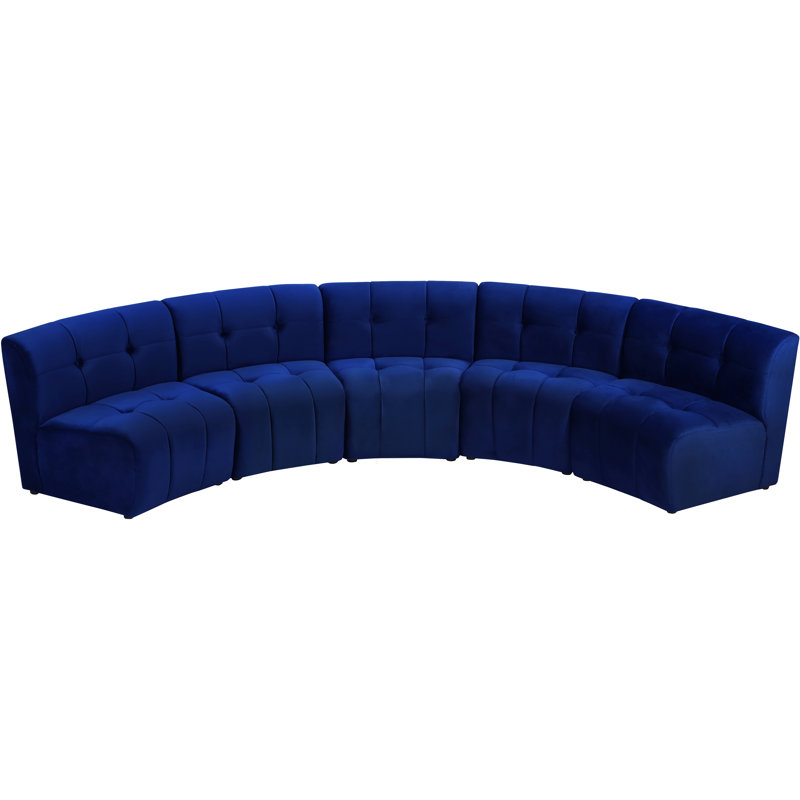 Canapé modulaire symétrique en velours de 145 po de largeur Jedson, Velours marine