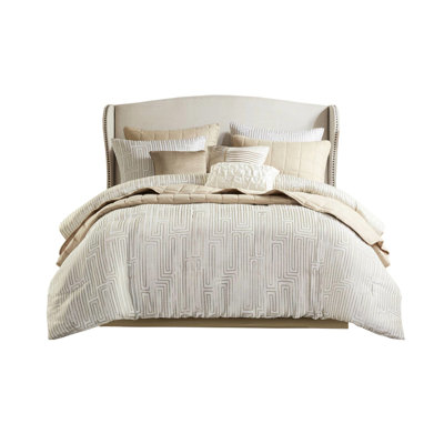 10 Piece Queen Comforter With Luxury Design, Delicate Texture, Bartack And All Season Fluffy Fill Queen, luxur, 10 Items all Lightweight Fill Design decorative Pillows Different Styles
