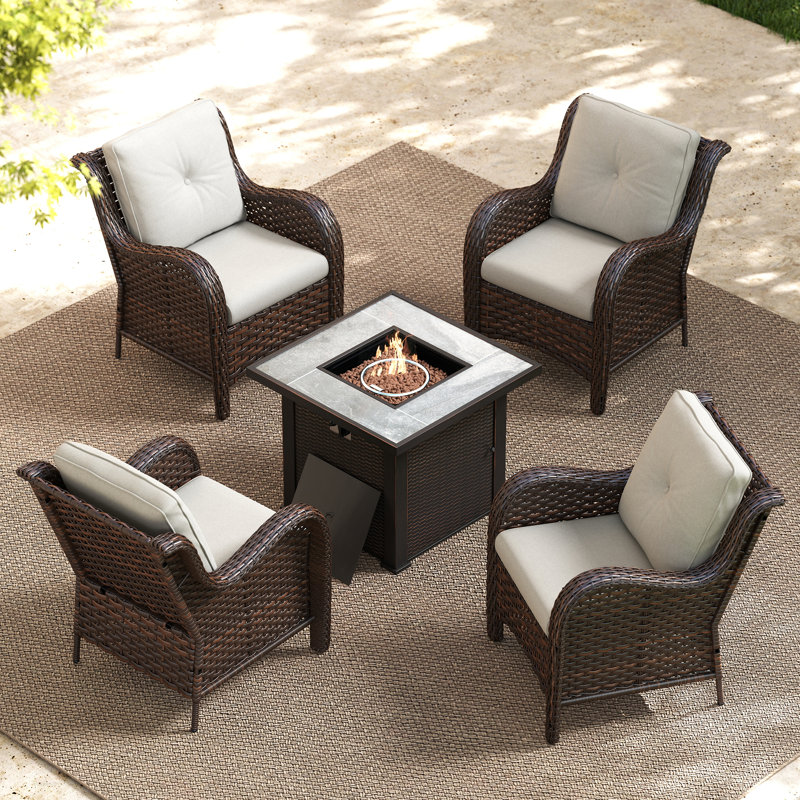 Ensemble de conversation de patio pour 4 personnes avec table de feu