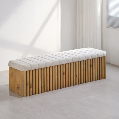 Repose-pieds de rangement en bois massif rétro