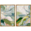 «Green Calm Relax Abstract Floral Botanical», reproduction d'art sur toile encadrée, 2 pièces-98109405-98109404