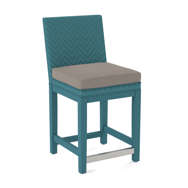 Tabouret de comptoir tissé, Finition café, Performance de Crypton en pierre; 0884-83