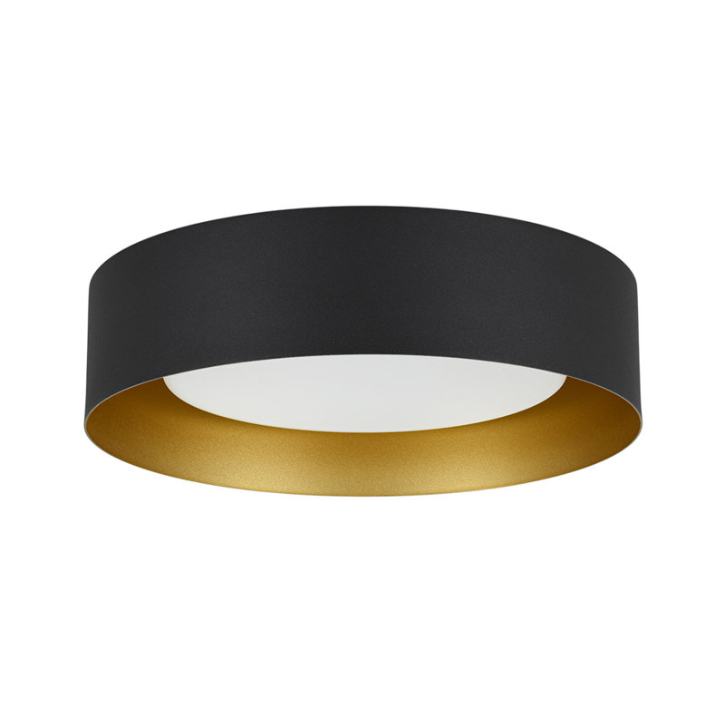Matte Black Drum LED Flush Mount with Frosted Glass Shade