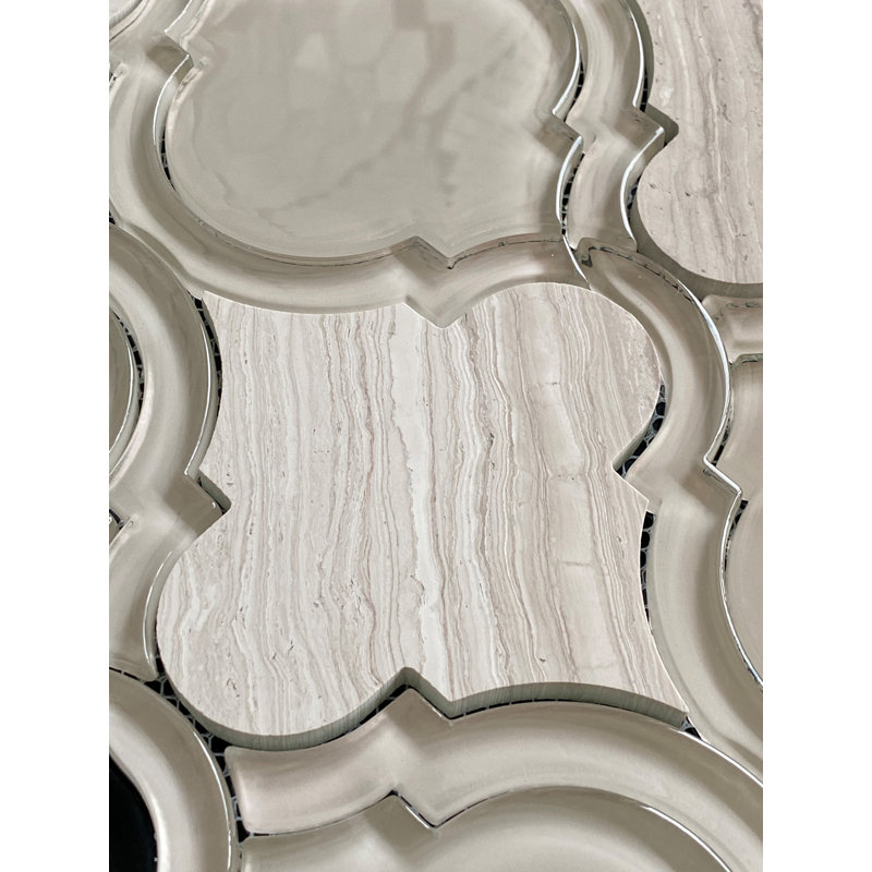 Carrelage mural mosaïque en verre et marbre, Taupe