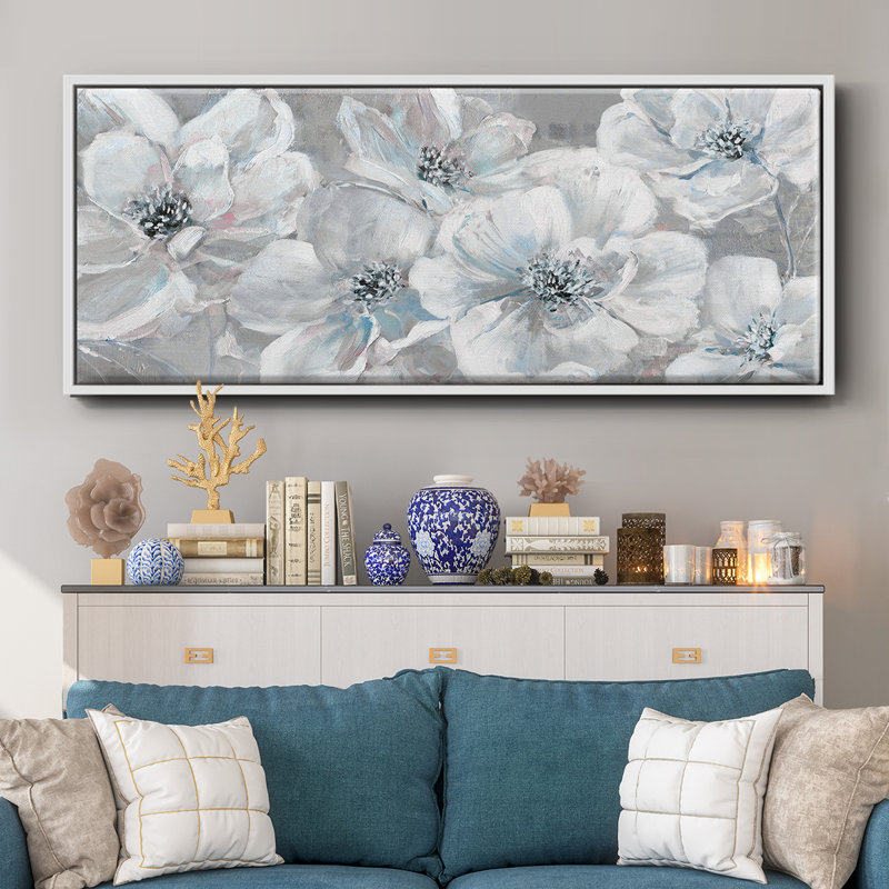 Soft Teal Summer - toile encadrée, H 20 po x l 50 po