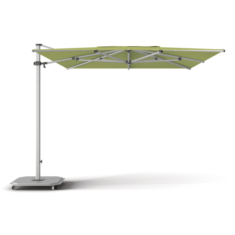 252 in. W Rectangular Sunbrella® Cantilever Umbrella, Charcoal, Silver Anodized, Natté Carbon Beige