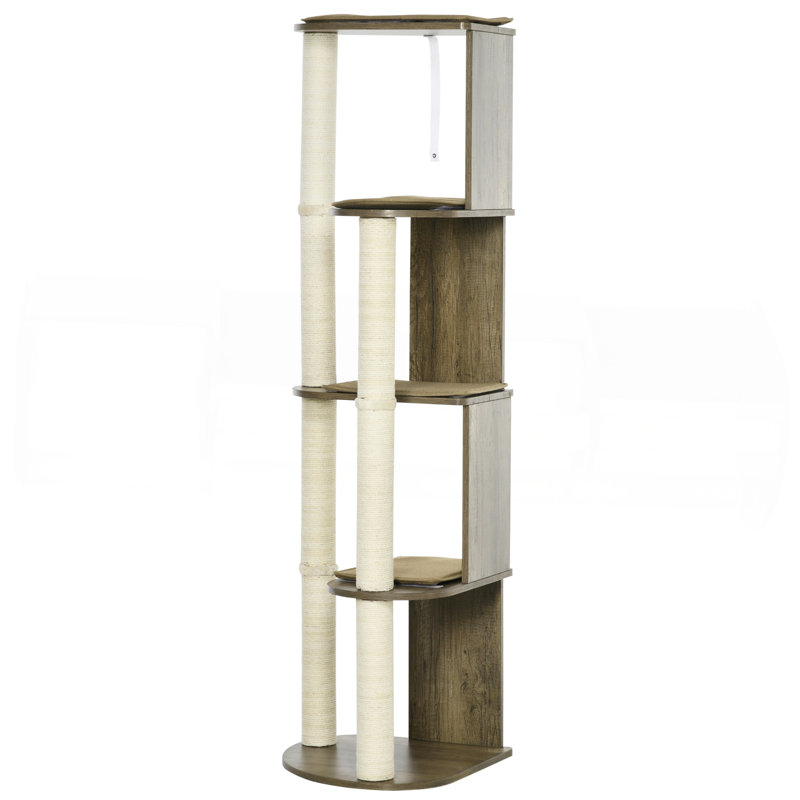 Arbre à chat d'angle moderne de 65 po de hauteur pour grimper Pawhut
