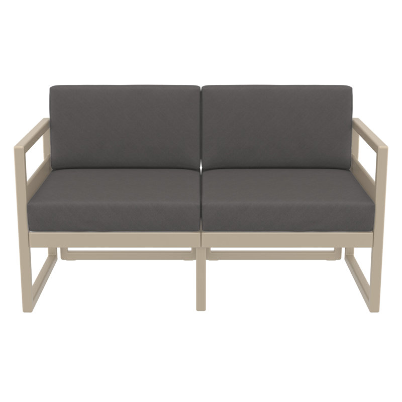 Causeuse d'extérieur Lane avec coussins Sunbrella, Toile gris anthracite Sunbrella®, Taupe