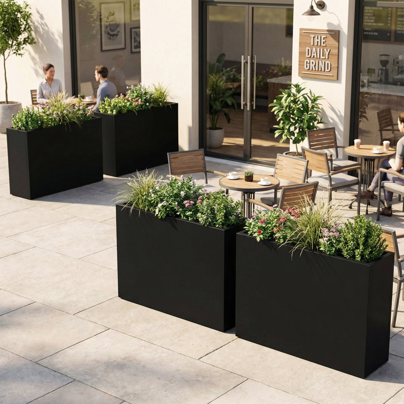 Jardinières rectangulaires en métal pour plantes d'extérieur, H 30 po x l 36 po x P 10 po
