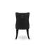 Ensemble de salle à manger moderne 5 pièces avec similicuir 4 chaises rembourrées gris foncé, dossier capitonné et table ronde de 48 po au fini noir sablé.-1922024685